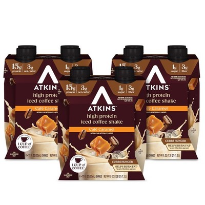 Atkins Café Caramel Iced Coffee Flavored Protein Shake, High Protein Shake, L...