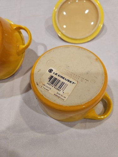 2 Le Creuset Petite Casserole 4" Mini Baking Cocotte Dijon Yellow - Picture 4 of 4