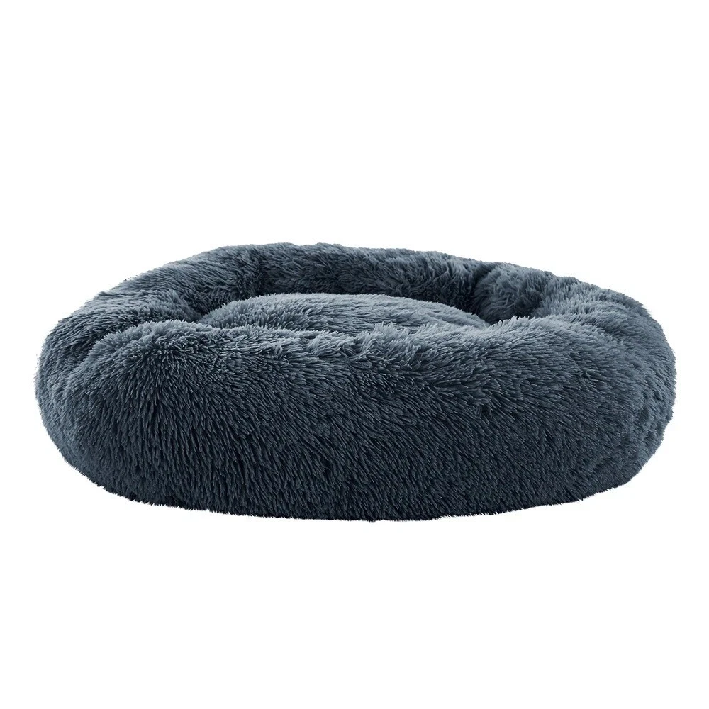Dark Grey Plush Donut Pet Bed