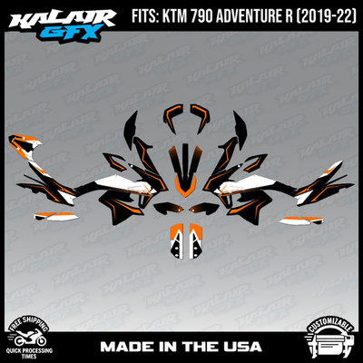 Graphics Kit for KTM 790 ADVENTURE R (2019-2022) Evader Series - Orange
