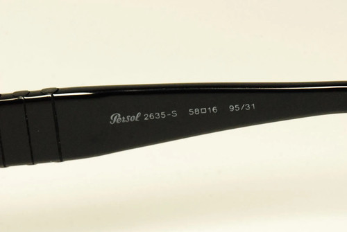 Persol 2635-S Square Sunglasses Black Frame Green Lens Rare Vintage Italy New - Picture 17 of 24