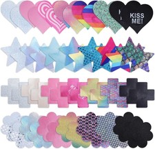 28 Pairs Women Nipple Pasties Rave Pasties Nipple Covers Glitter Disposable