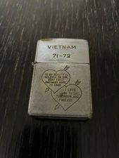 Vietnam War Zippo Heart Message Mark 71 Peace Collectible Used