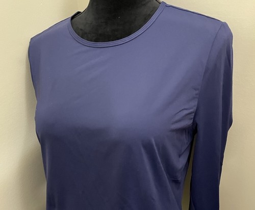 Lands End Women’s Rash Guard Top Navy Blue Long Sleeve Size Med Tall - Picture 2 of 8