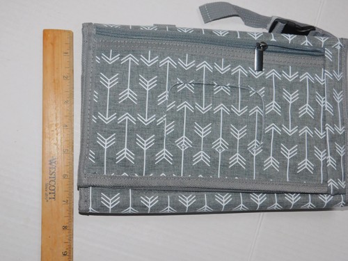 Portable Diaper Changing Mat for Diaper Bag Gray Pillow, Space for Wipes 12 x 8 - Picture 5 of 10