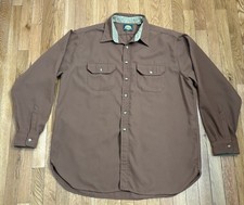 VTG Cabelas Shirt Mens XXL Tall Button Down Outdoor Hiking USA Brown 1990’s Poly