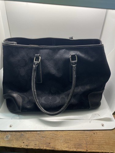 Coach Signature Hampton Cavas Tasche schwarz groß akzeptabel fairer Zustand - Bild 1 von 8