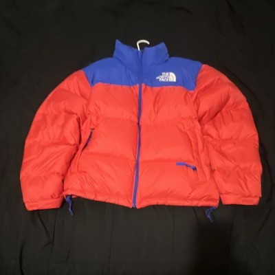 The North Face Men's L Red/Blue Colorblock Down Insulated Full Zip Puffer