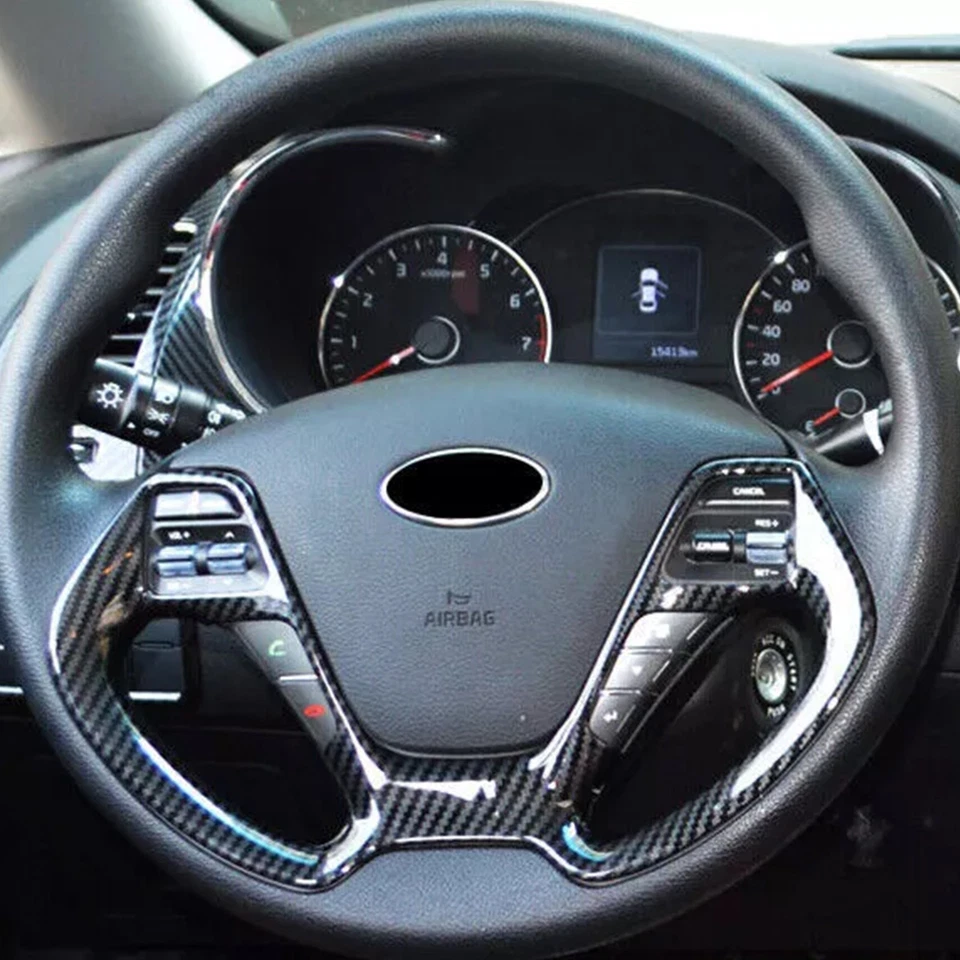 Se adapta a Kia Forte K3 2014~2018 fibra de carbono volante botón cubierta embellecedor EE. UU. Foto 3 de 4