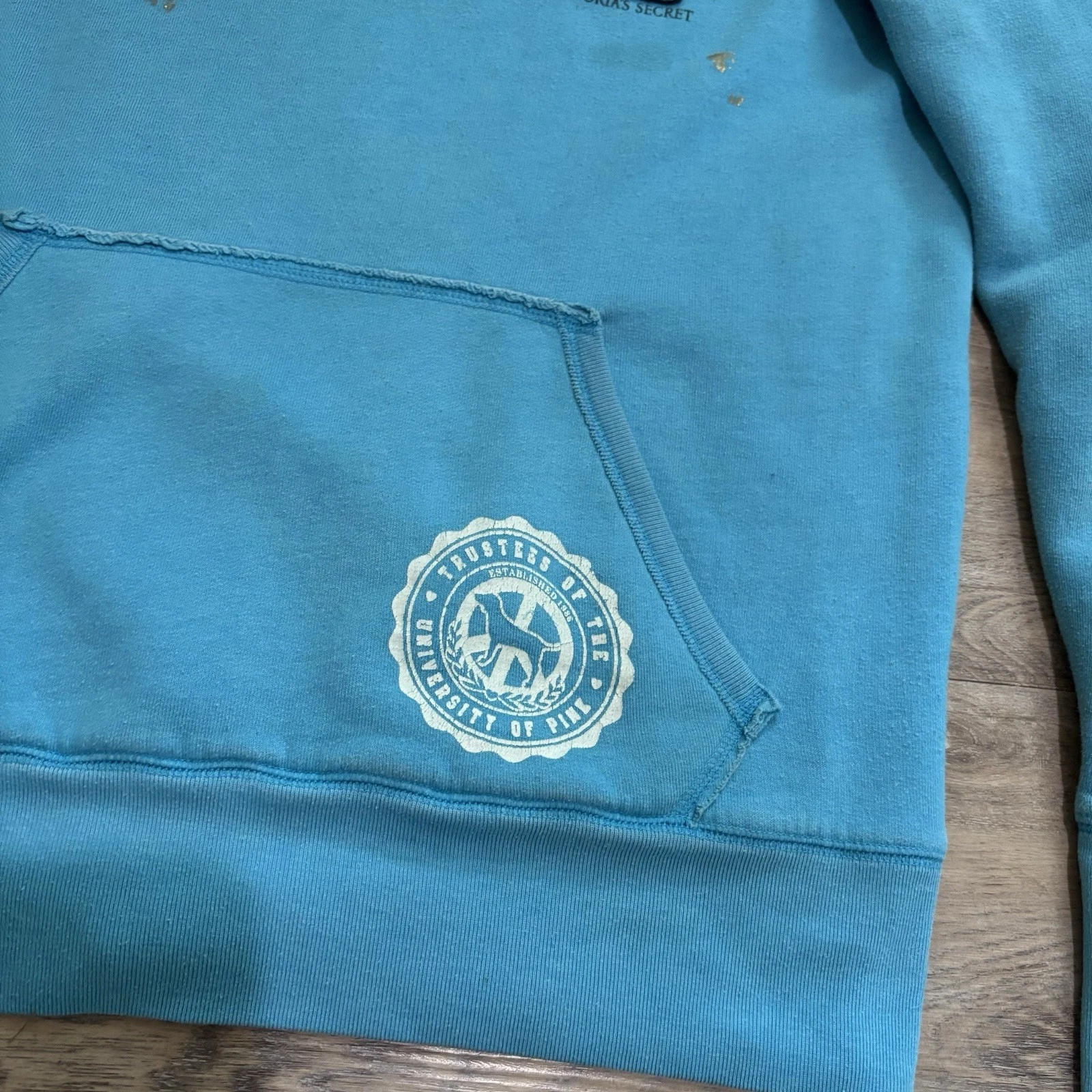 UNDERCOVER Felpa con cappuccio tunica vintage Y2K ROSA Victoria’s Secret PEACE LOVE PINK taglia L