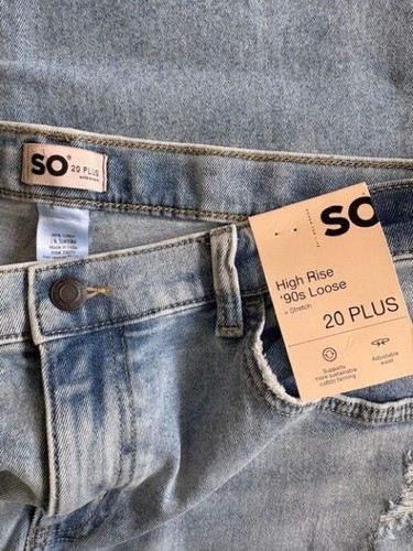 NWT - SO Girls 20 Plus High Rise 90's Loose + Stretch Jeans - Style DG32D036PW1 - Picture 2 of 4