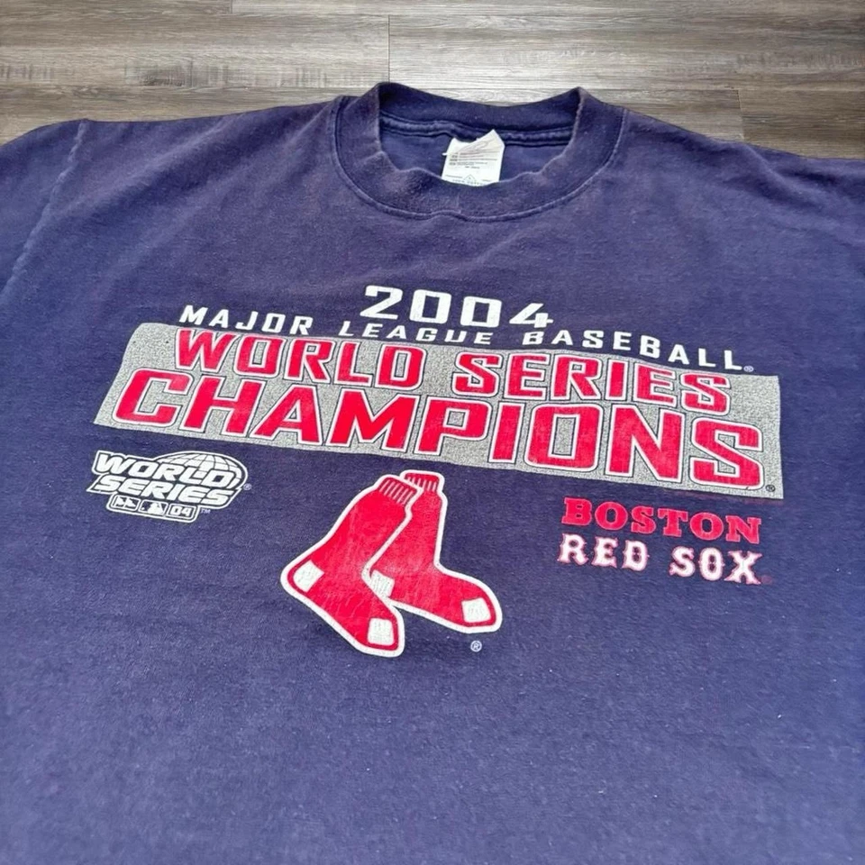 Boston Red Sox 2004 Serie Mundial Campeones Camiseta Vintage Hombre Talla L Foto 3 de 4