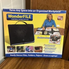 Wonder File Portable Paperwork Organization Laptop Workstation Black 2010