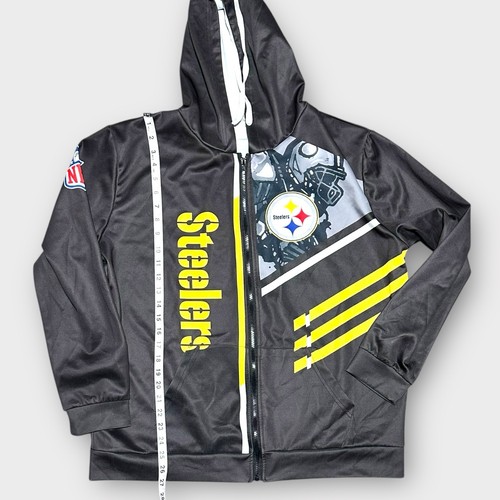 Steelers Giacca Uomo 2XL Full Zip con Cappuccio Nero Giallo Poliestere Leggero - Foto 2 di 6