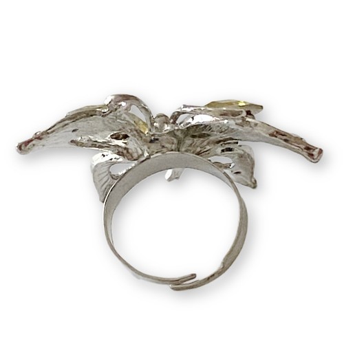 Enorme anillo de colección de piedras preciosas amarillas mariposa ajustable de cóctel - Imagen 5 de 9