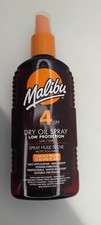 Malibu Sun SPF Dry Oil Spray 200ml  SPF4  Low Protection UVA / UVB Free P&P 37.95 per litre