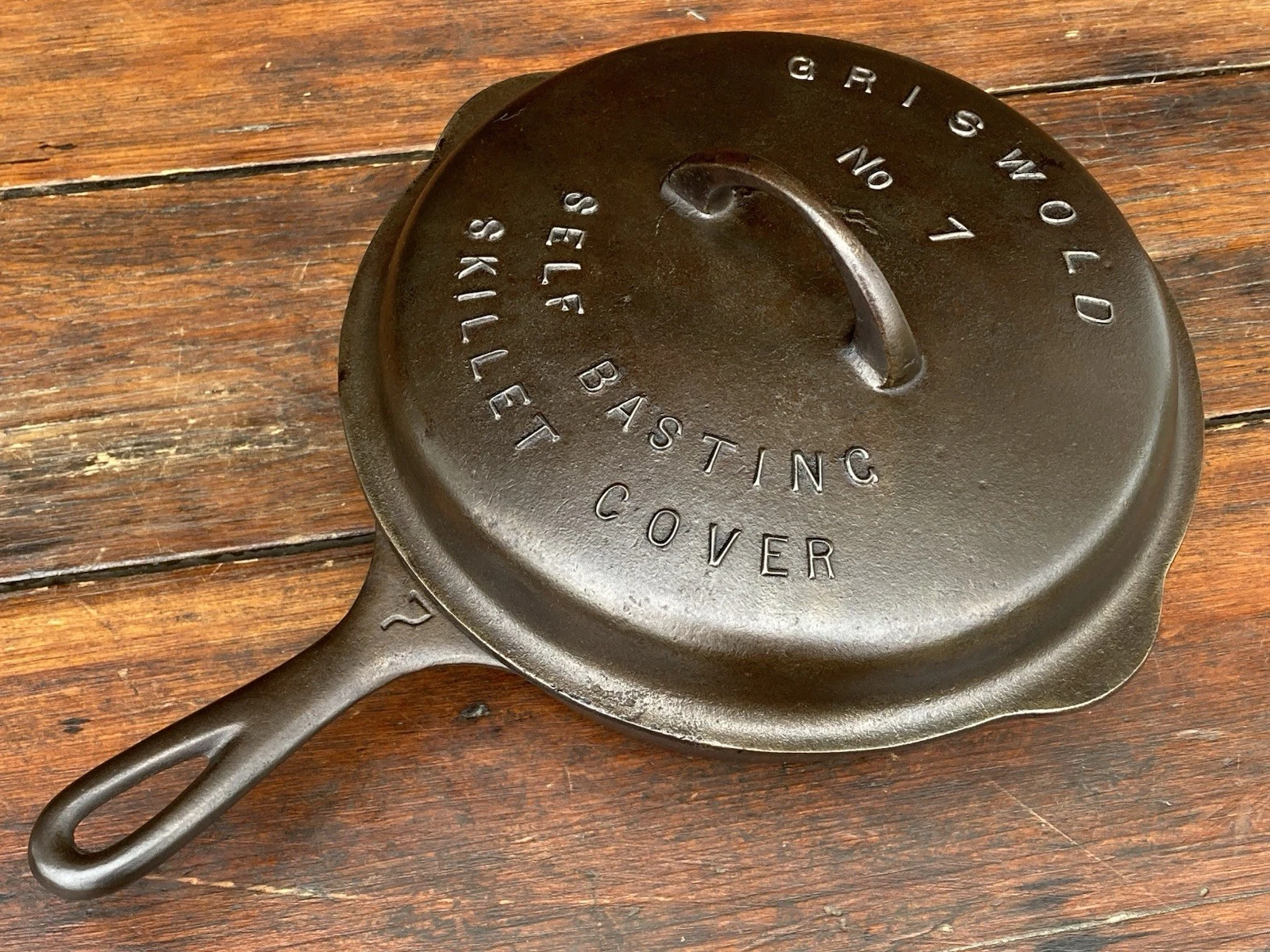 Griswold Cast Iron #7 Block Logo Skillet with Fully Marked High Dome Skillet Lid