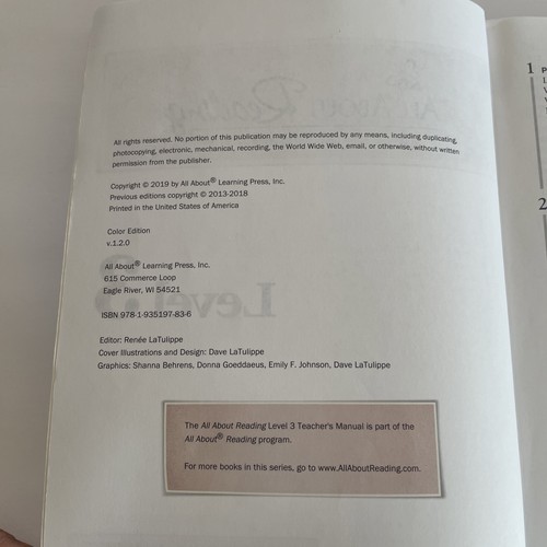 All About Reading Level 3 Teachers Manual Marie Rippel Paperback 2019 Color Ed. - Picture 4 of 8