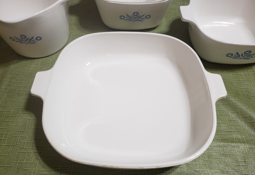 5 Piece CorningWare Cornflower Baking Dishes, Saucemaker Pot P-55-B & Glass Lid - Picture 3 of 20