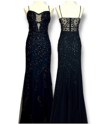 Cache Cache Evening Dress Black Mermaid Long Sleeve, Size XS
