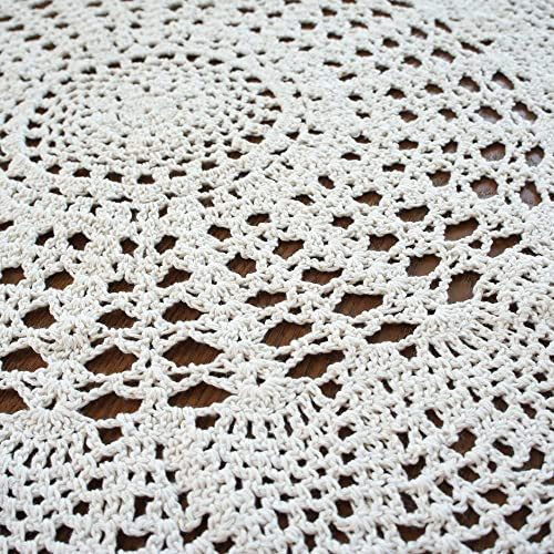 Vintage Crochet Table Cloth Round Lace Doily Handmade 100% Cotton Lace Floral - Bild 6 von 7