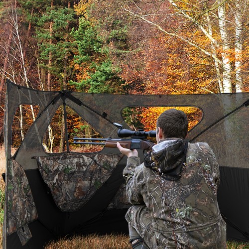 Turkey Hunting Ground Blind 2-Panel Pop Up Fence with 3 Shoot Through Ports - Picture 2 of 8