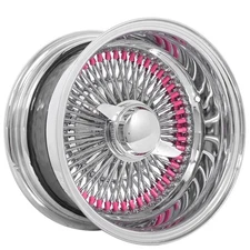 13x7" LA Wire Wheels Reverse 100-Spoke Straight Lace Custom ChromePink (B10)