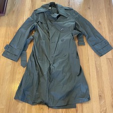 Vintage 60s US Army Green 274 Trench Coat Mens 38R Quarpel DWR Raincoat Belted