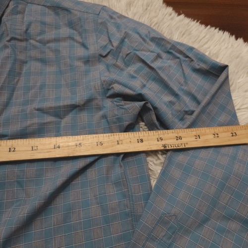 Untuckit Shirt Mens Small Blue Gray Check Wrinkle Free Buriano WF Preppy Slim - Bild 5 von 6