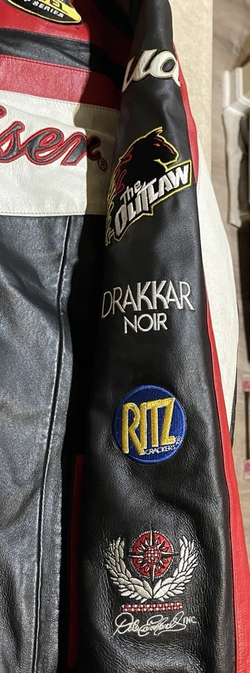 Chaqueta de cuero Wilsons Dale Earnhardt Jr. #8 Racing NASCAR para hombre talla mediana Foto 4 de 4