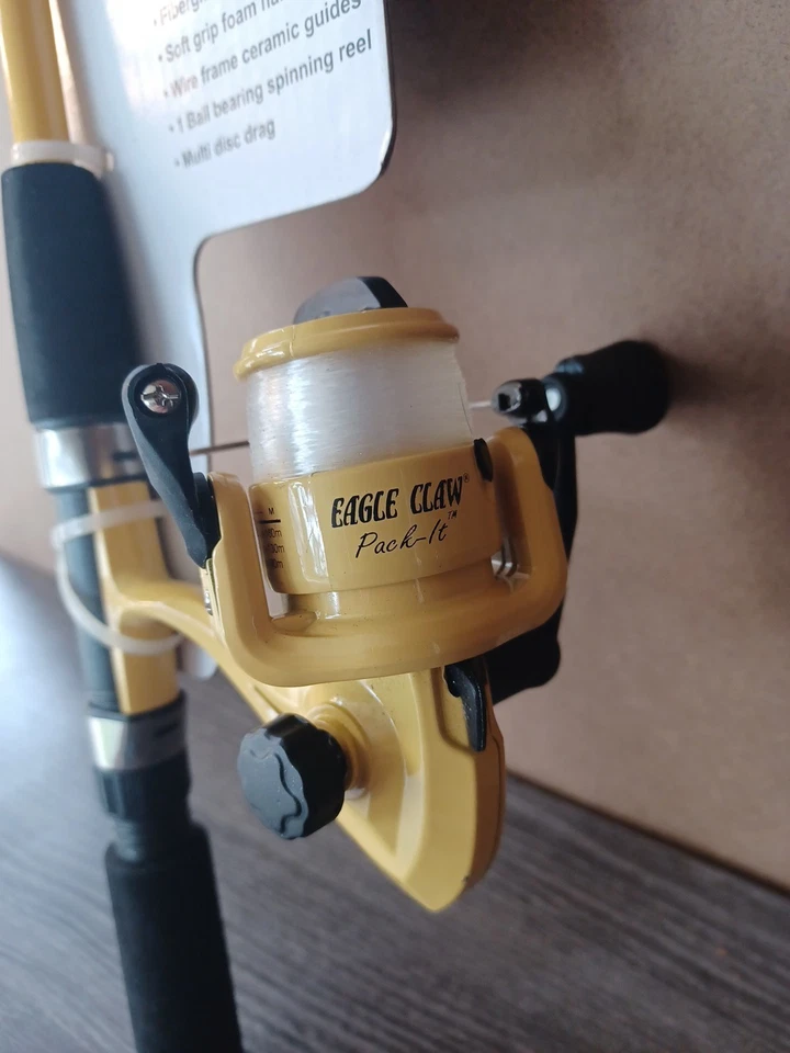 Combo de varilla/carrete giratorio telescópico EAGLE CLAW Pack-It 5'6" #PK56TS Foto 2 de 3
