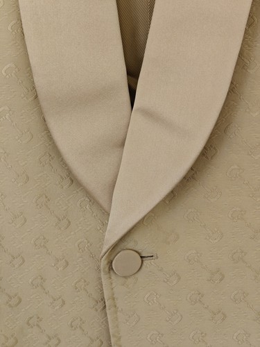 Gucci Mens Blazer Dinner Beige Horsebit Jacquard Blazer Shawl lapel Noisette 321 - Picture 3 of 10