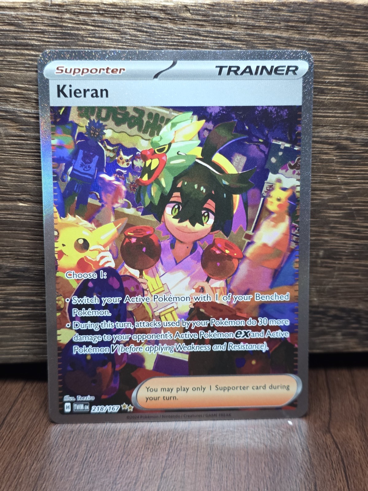 Pokémon Kieran 218/167 Sv06: Twilight Masquerade Special Illustration Rare NM