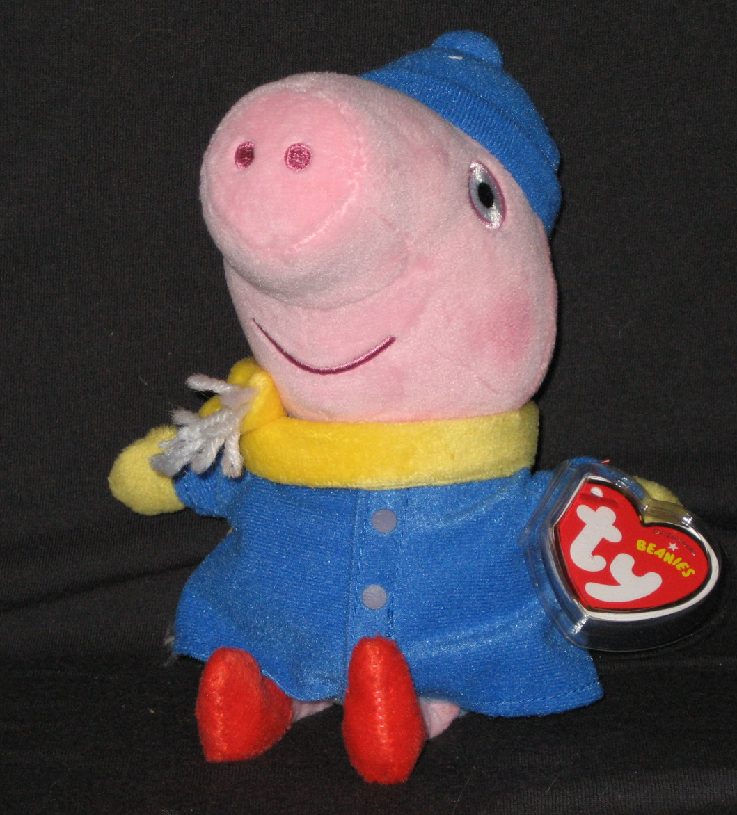 TY GEORGE WINTER PEPPA PIG BEANIE BABY MINT with MINT TAGS UK EXCLUSIVE