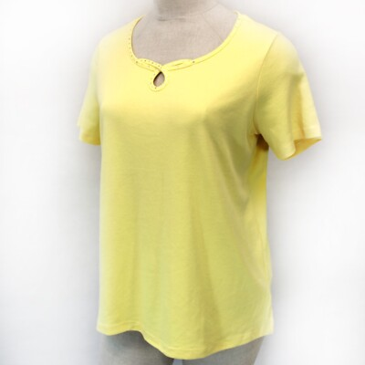 #ad Quacker Factory Plus Yellow Swarovski Details Key Lock Neck Top Tee 1X $29.99