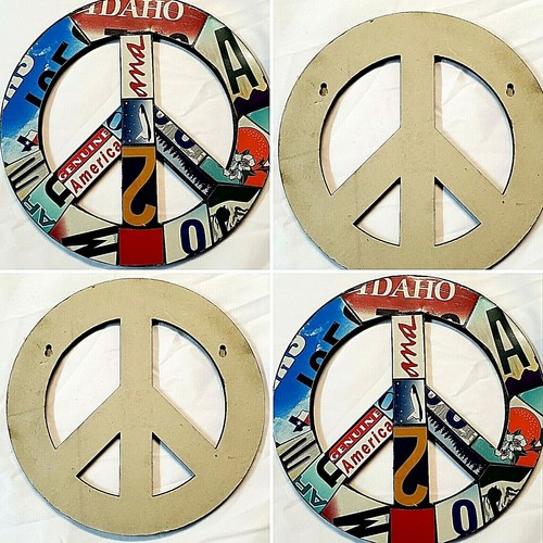 SIGNO DE PAZ AMERICANO RECICLADO 11 PULGADAS CON AGUJEROS PARA TORNILLOS EN LA PARTE POSTERIOR PARA COLGAR - Imagen 1 de 12