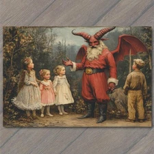 Art Print Krampus Christmas Strange Kids Weird Unusual Fun Santa Vintage Vibe