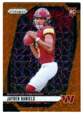 2024 Panini Prizm #347 Jayden Daniels Orange Lazer Prizm Rookie