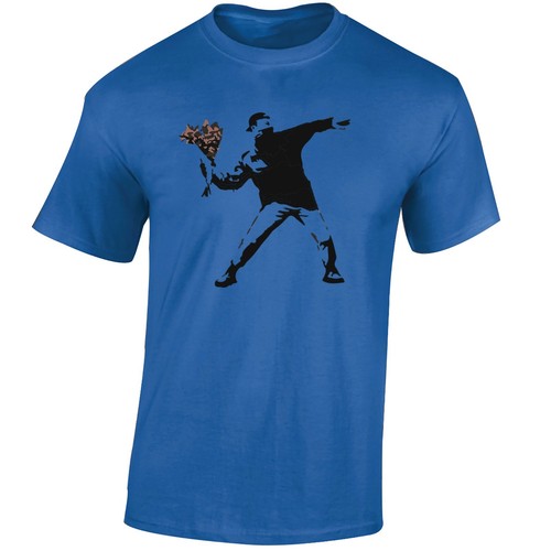 Blumenwerfer Banksy Herren lustiges T-Shirt Urban Artist Rebellion Graffiti Kunst - Bild 10 von 12
