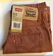 Levi's 511 Youth Size 14 Reg 27" Waist x 27" Inseam Slim Fit Burnt Henna Red Jea