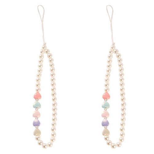 2pcs Portable Phone Case String Beaded Phone Bracelet Cellphone Pearl Wrist Rope - 第 1/12 張圖片
