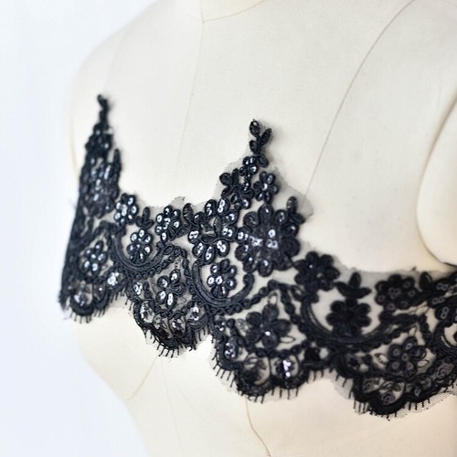 15CM*1 Yard Delicate Eyelash Embroidered Flower Sequin Lace trim Wedding/sewing - Picture 19 of 27