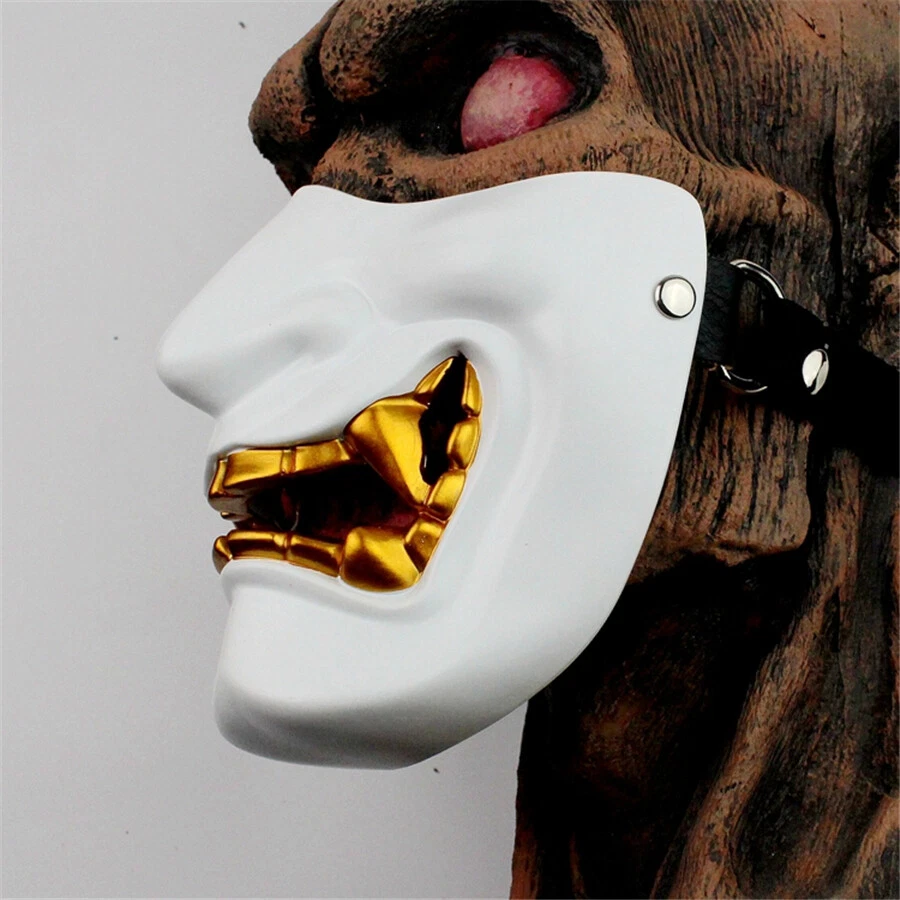Japan Buddhist Evil Hannya Mask Resin Half Face Prajna Cosplay Costume Props Toy - Image 2 of 4