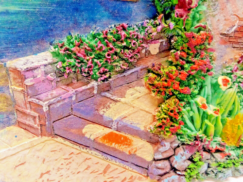 Keramik 3-D Plakette Riviera Terrasse Villa Gärten Segelboote 9"x7" Wandbehang - Bild 6 von 10