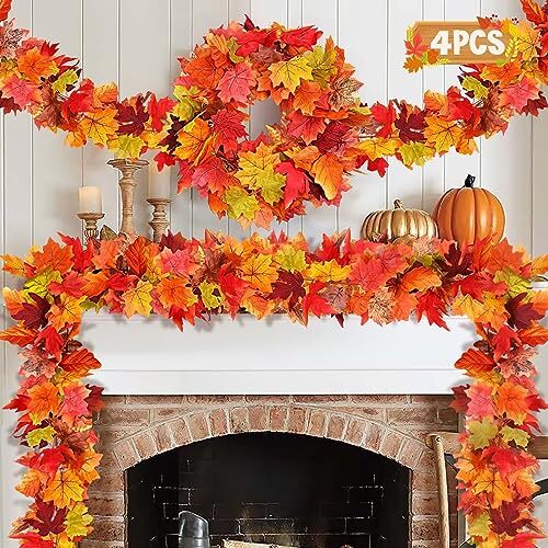 4 Pack Thanksgiving Fall Decorations for Home Porch, 5.8ft Multicolor 4 Pack - Picture 2 of 8