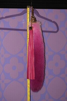 LOUIS VUITTON XL FOXY BIJOUX Pink Real Fox Tail & Fringe Tassel Bag GHW  CHARM!