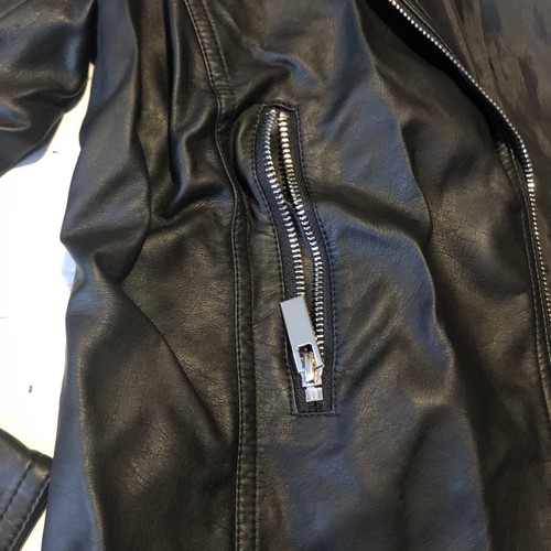 Women’s Small Faux Leather Moto Jacket Zipper Pockets Black Simply Styled - Picture 7 of 8