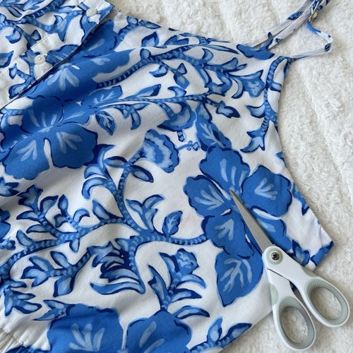 Vineyard Vines Morada Floral Midi Dress Womens XL Blue White Cotton Spring Lined - Picture 12 of 13