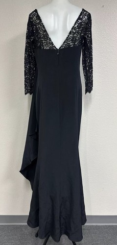 RICKIE FREEMAN TERI JON schwarz Spitzenärmel Seide Brautmutter formelles Kleid US 6 - Bild 2 von 4