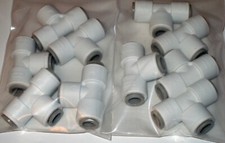 Lot of 10, Tee 3/8 x 3/8 x 3/8 Push to Connect 3/8" - RO Water Filter Tubing